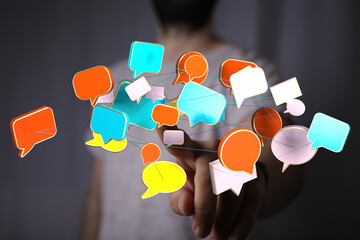 Abstract image of digital communication and the concept of online connection. Social media network and modern t