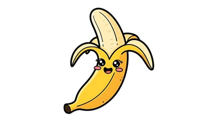 Cartoon banana with smiling face.