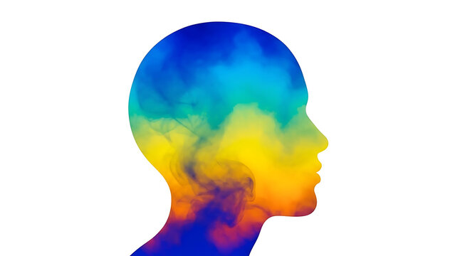 Silhouette of a head with colorful gradient