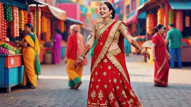 Indian Celebration Vertical Background Lehenga Dance Joyful Culture Vibrant Festival Tradition


