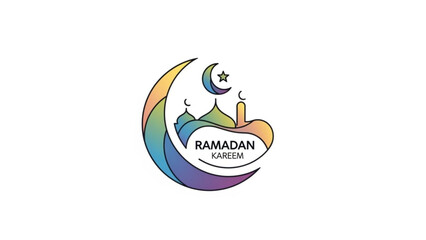 Ramadan Kareem Illustration with Crescent Moon and Mosque