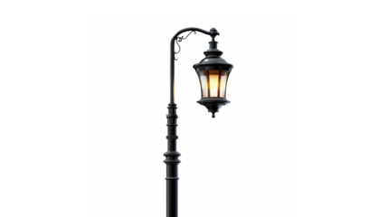 Vintage street lamp with ornate details casting a warm glow