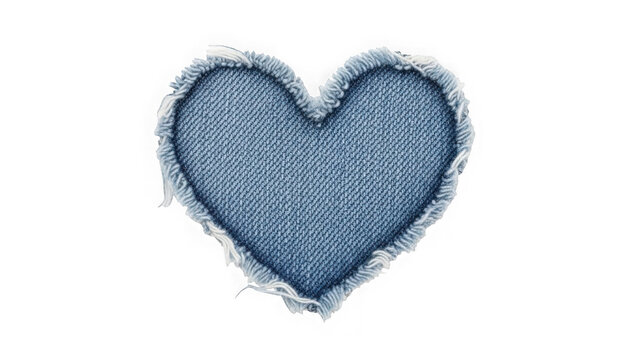 Denim heart patch isolated on transparent background