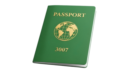 Green Passport Cover with Globe and Number 3007 gold