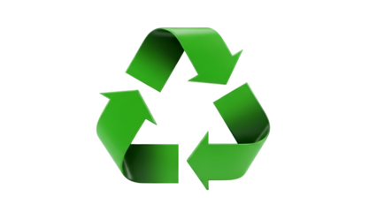 Green recycling symbol on black background green arrows