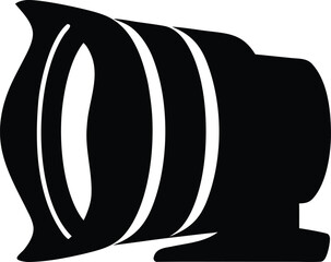 Professional camera lens silhouette with a hood ready to capture high quality imagery