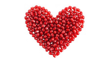 Heart shape formed by red berries isolated on transparent background