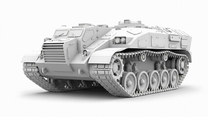 Gray Military Tank Vehicle with Tracked Wheels and Armored Body armored vehicle