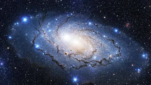 Stunning Spiral Galaxy in Deep Space with Nebulae and Stars.