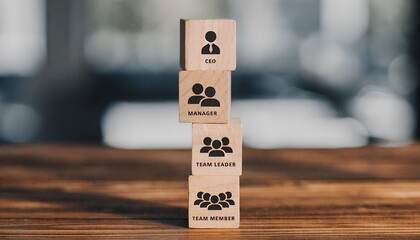 Organizational Role Blocks in Vertical Stack – Hierarchy, Leadership, Abstract, Conceptual, Team Structure, Corporate Management