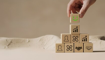 Success Pyramid with Team and Growth Icons – Strategy, Collaboration, Abstract, Conceptual, Business Development, Positivity, Leadership