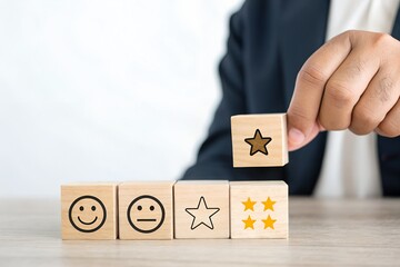 Customer Feedback Blocks with Rating Icons – Evaluation, Satisfaction, Abstract, Conceptual, Service Quality, Review System, Performance