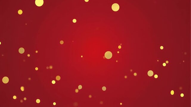 Golden Particles Floating on Red Festive Background