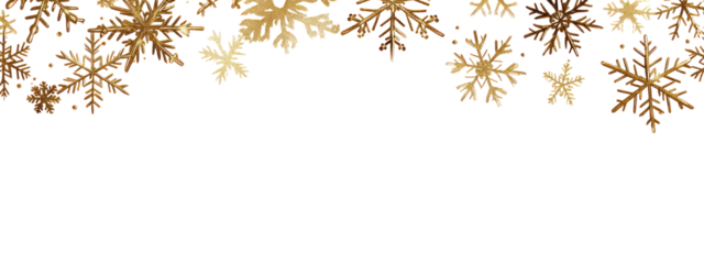 Golden snowflakes decoration on transparent background