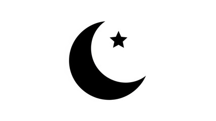 Obraz premium Crescent Moon with Star Icon Isolated on White Background