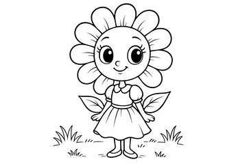 Fototapeta premium Coloring page for kids and adults,flower girl.
