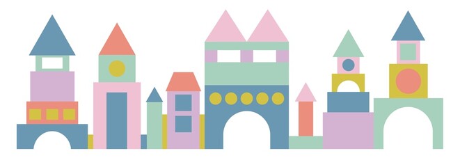 Colorful Pastel Tones Building Blocks Create Wonderful Childhood Dreams

Geometric Shapes Form A Playful Imaginary Townscape