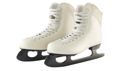 White ice skates on transparent background