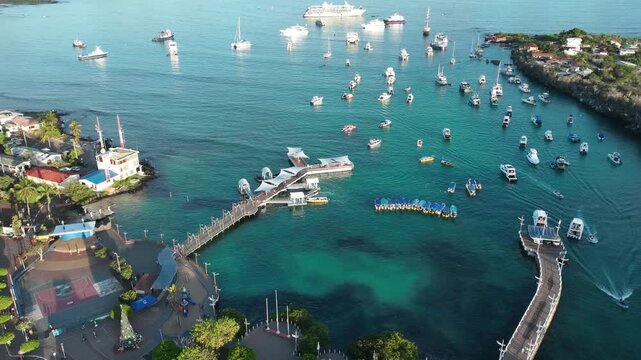 aerial view of a puerto ayora town, santa cruz, galapagos islands