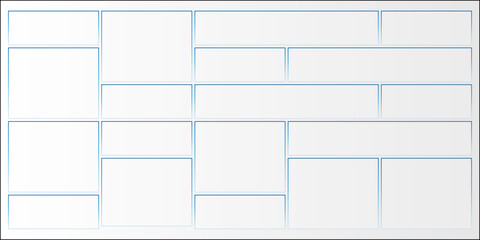 Futuristic transparent glass Bento Grid frames for website landing page. Digital banners UI templates design
