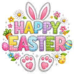 Rhinestone Happy Easter PNG
