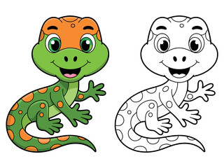 Fototapeta premium Colorful Cartoon Lizard Illustration Set