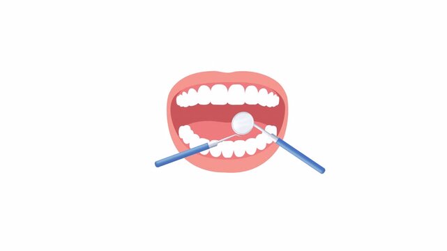 Dental Hygiene Mouth Animation &mdash; 2D Flat Vector Motion Alpha Channel Transparent Background
