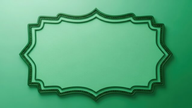 Elegant green label on turquoise background