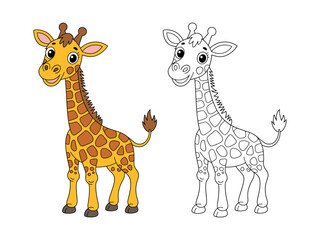 Fototapeta premium Colorful Cartoon Giraffe Illustration Template