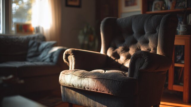 furniture inside a house with a ray of light entering
