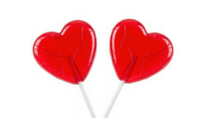 Broken heart lollipops isolated on transparent background