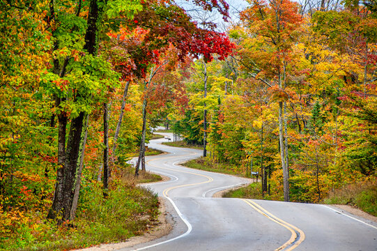 The Curvy Highway 42 in Door County Wisconsin Near Gills Rock
