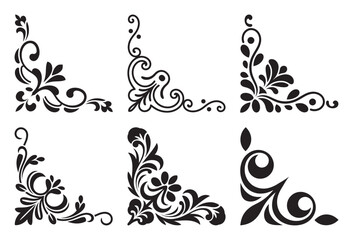 Collection of six ornamental corner designs