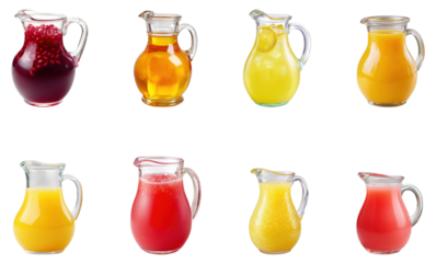 Sets of different fruit juice isolated.