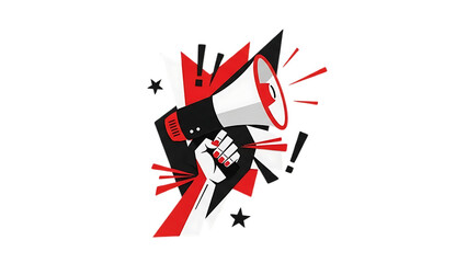 Protester holding megaphone