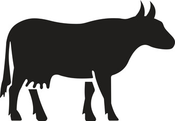 Livestock cow silhouette flat vector illustration isolated on white