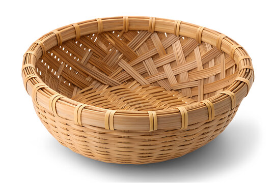 A wicker basket isolated on a white or transparent background.