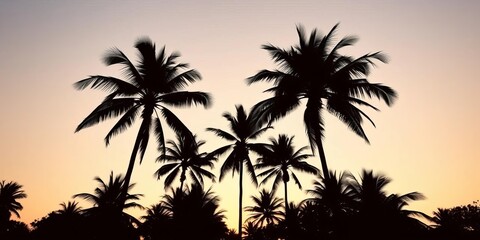 Tropical palm tree silhouettes forming a natural frame,  fronds,  lush