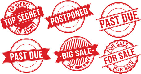 red stamps approval and warning label collection