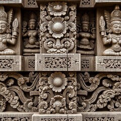 Artistic close-range view of Ambakke Devalaya wood carvings revealing layered textures and Kandyan artistry.