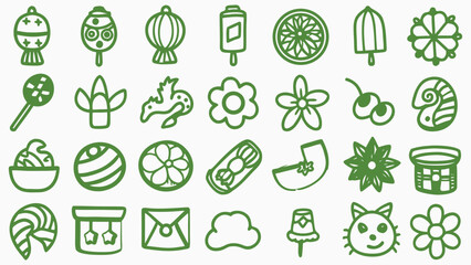 Retro vintage chinese new year doodle icons. Doodle sketch drawings in grunge charcoal style for winter holidays party celebration perfect for posters and invitation cards.