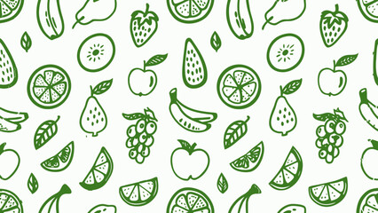 Retro vintage seamless fruit themed doodle icons. Doodle sketch drawings in grunge charcoal style for winter holidays party celebration perfect for posters and invitation cards.