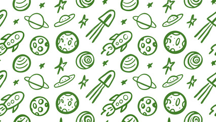 Retro vintage seamless space themed doodle icons. Doodle sketch drawings in grunge charcoal style for winter holidays party celebration perfect for posters and invitation cards.