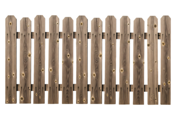 A wooden fence isolated on a white or transparent background.
