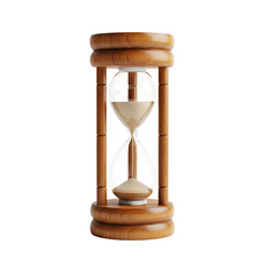 A wooden old hourglass isolated on a white or transparent background.