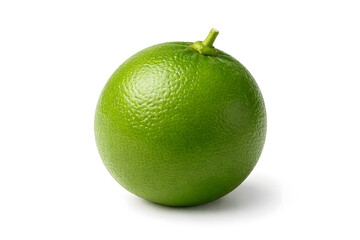 Single Fresh Lime Isolated on White Background