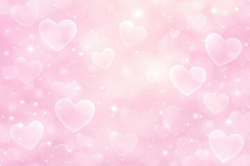 Soft pink background with white hearts and sparkles