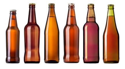 Beer bottles craft lager ale refreshment isolated transparent background