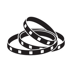 Black wristbands with square cutouts stacked together in a simple graphic