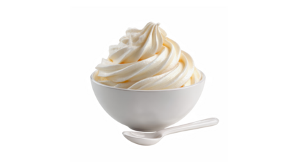 Delicious and creamy soft serve ice cream or frozen yogurt in a pristine white bowl